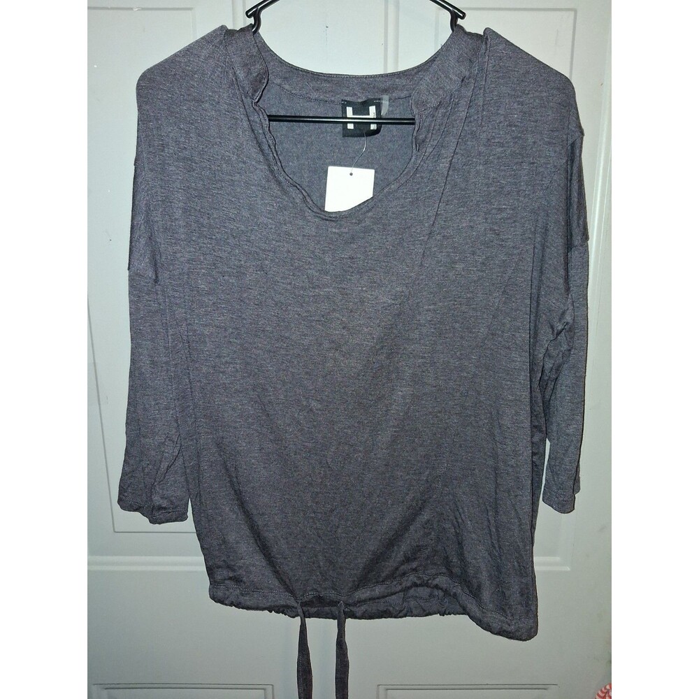 H by Bordeaux Gray Drawstring Hem Top Size S Oversized Fits L Approx NWT